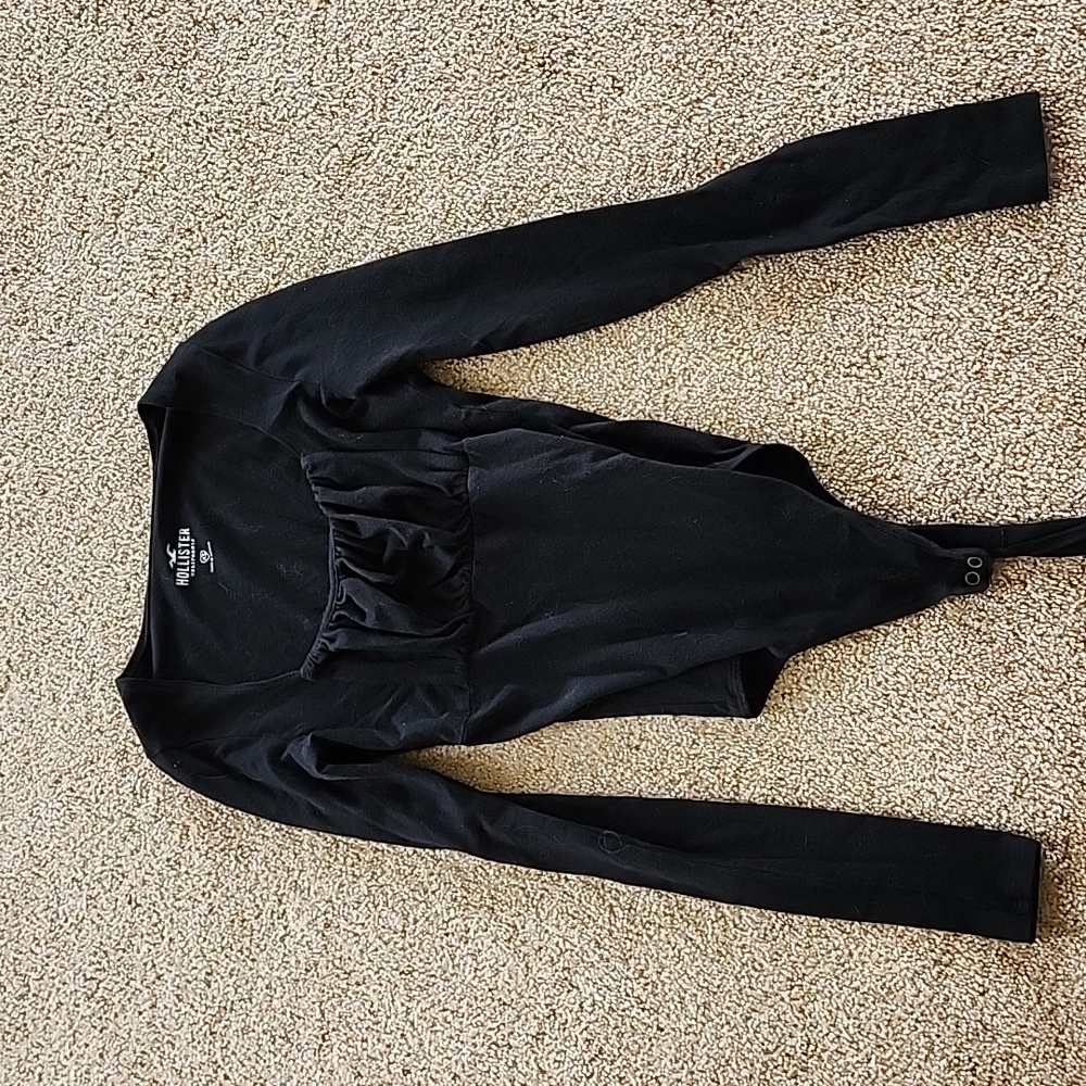 Black long sleeve extra small women's polyster body swith ruffled front